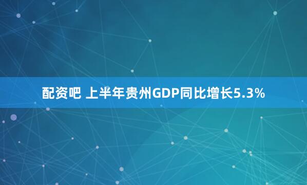 配资吧 上半年贵州GDP同比增长5.3%